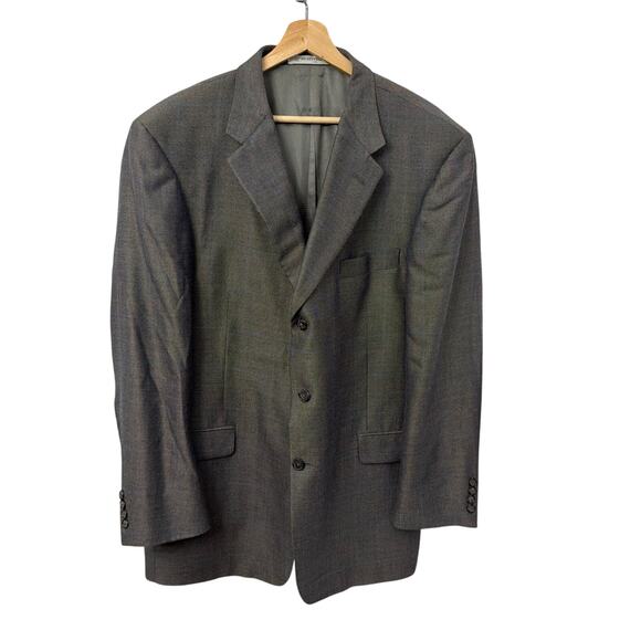 Hickey Freeman Blazer Cashmere Silk 46R Windowpane Gray Blue Sport Coat Jacket - Picture 1 of 15